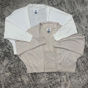 LIMITED TIME ONLY SALE BUNDLE - Two Small Old Navy Cardigans, White and Tan